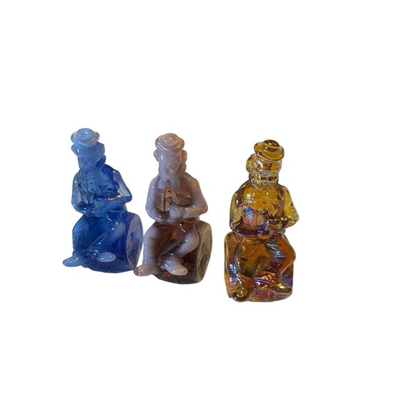Mosser Slag Glass Clowns Set Of 3 Rufus, Von & Xxey 1980s - Picture 2 of 8